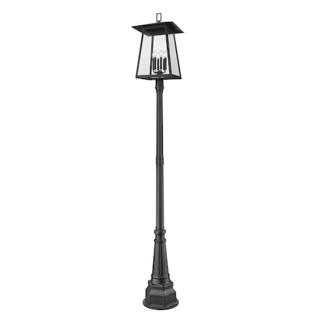 Z-Lite Rainer 6 Light Outdoor Post Mounted Fixture, 17.5in. W x 113.5in. H, Black 5015PHXXLR-564P-BK